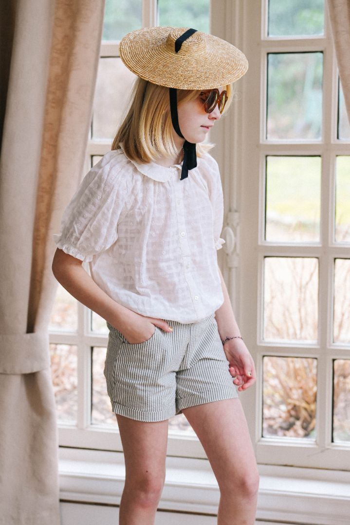 Loir Paris shorts Camille thin blue stripes