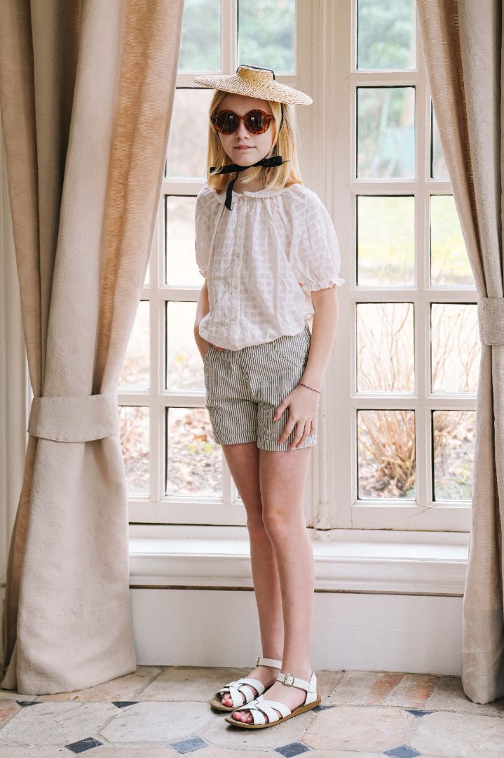 Loir Paris shorts Camille thin blue stripes