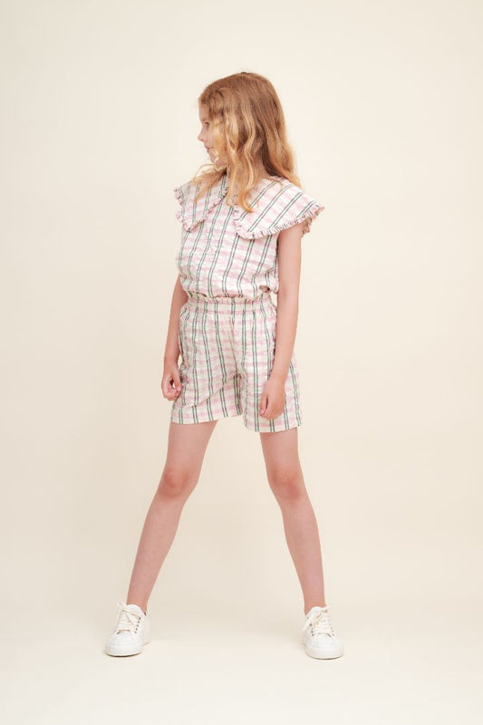 Garbo & Friends paperbag shorts Check Carnation