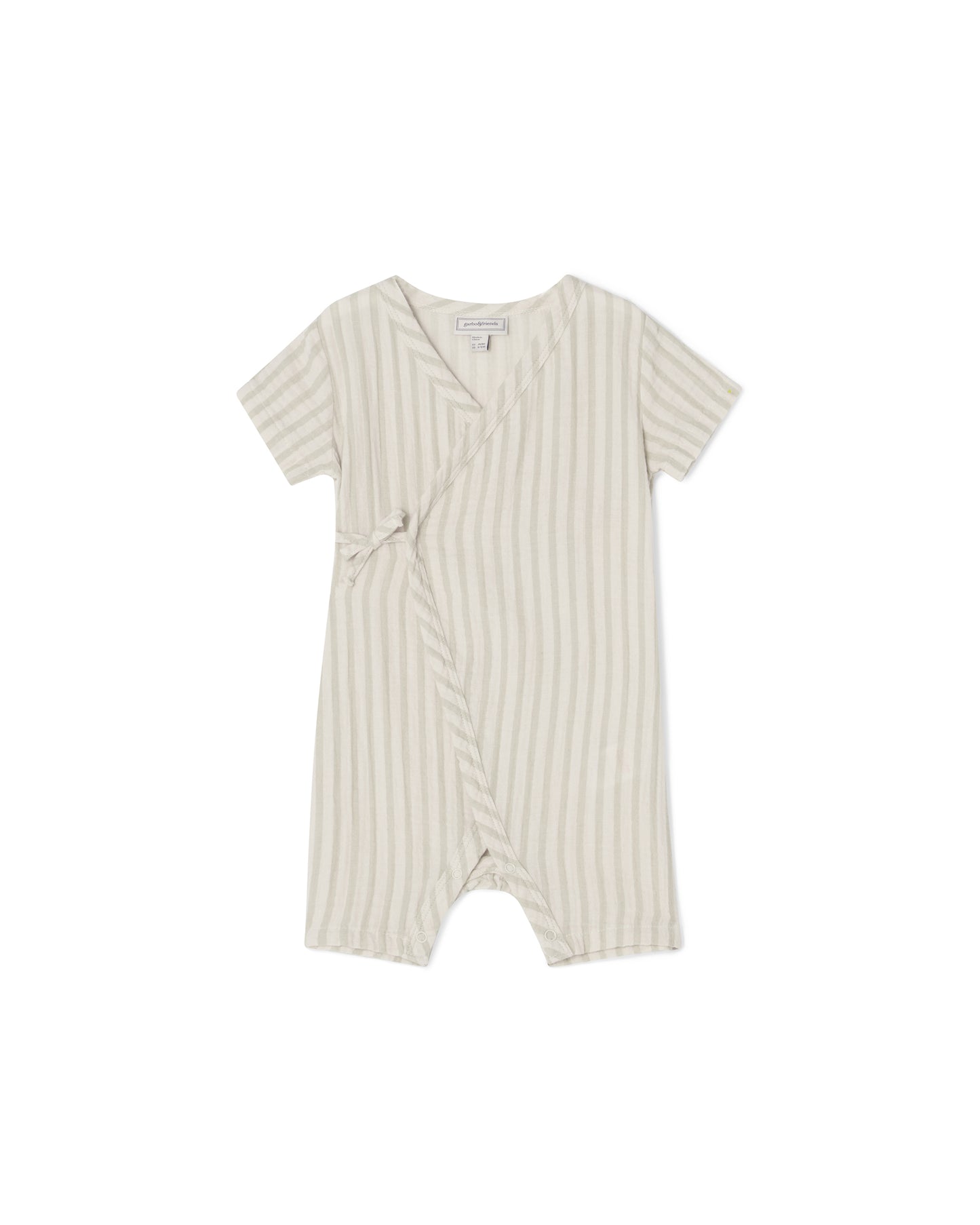 Garbo & Friends muslin wrap onesie Stripe pebble