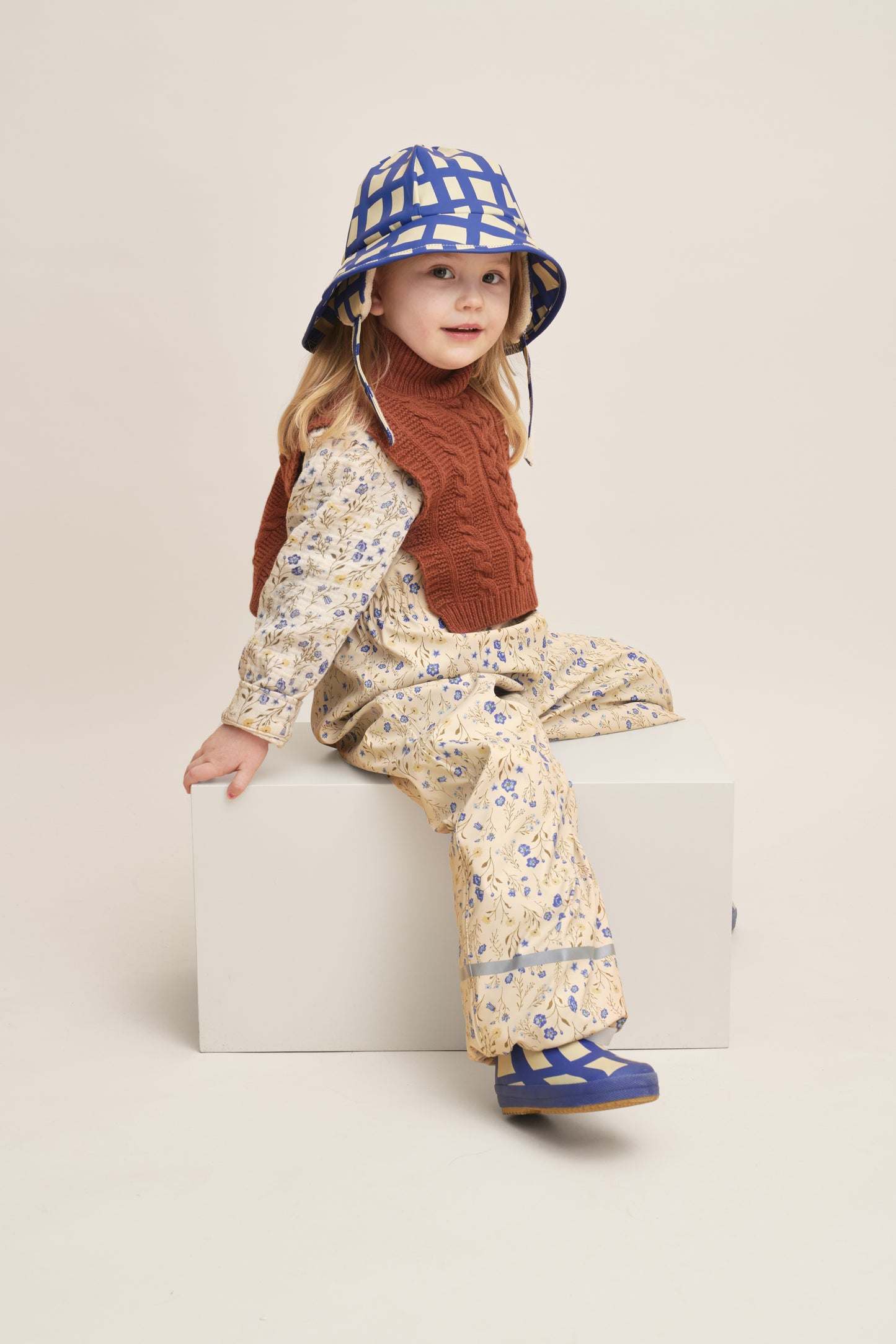 Garbo & Friends chapeau de pluie imperméable à carreaux cobalt