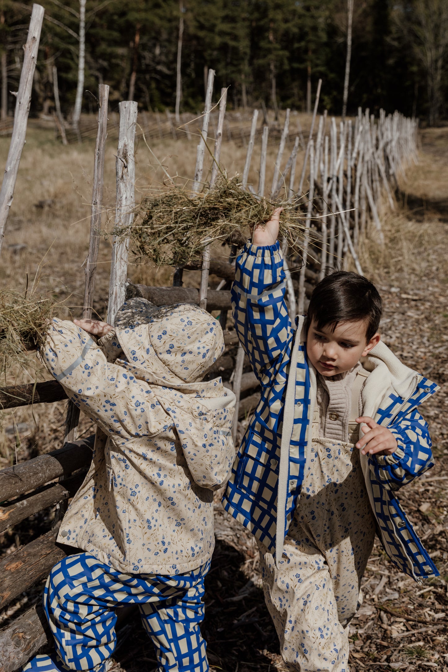 Garbo & Friends Plaid Cobalt neperšlampamos lietaus kelnės