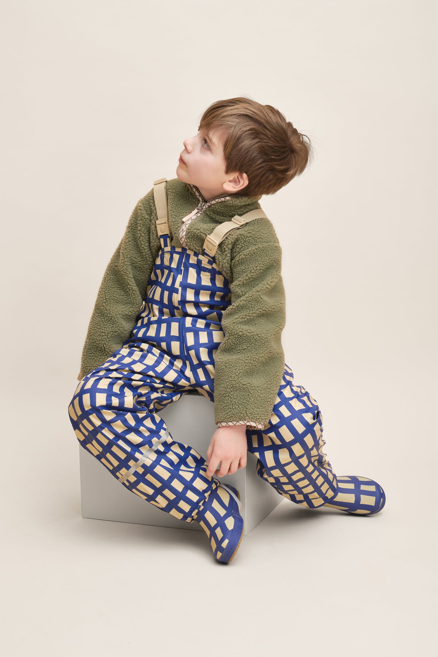 Garbo & Friends Plaid Cobalt neperšlampamos lietaus kelnės