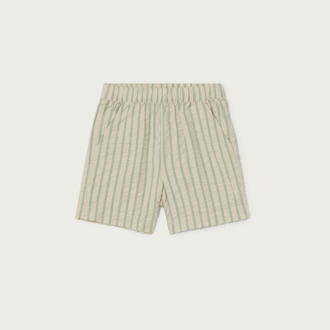 Garbo & Friends seersucker shorts stripe emerald