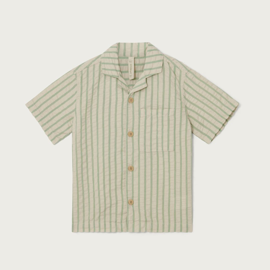 Garbo & Friends seersucker short-sleeved shirt stripe emerald