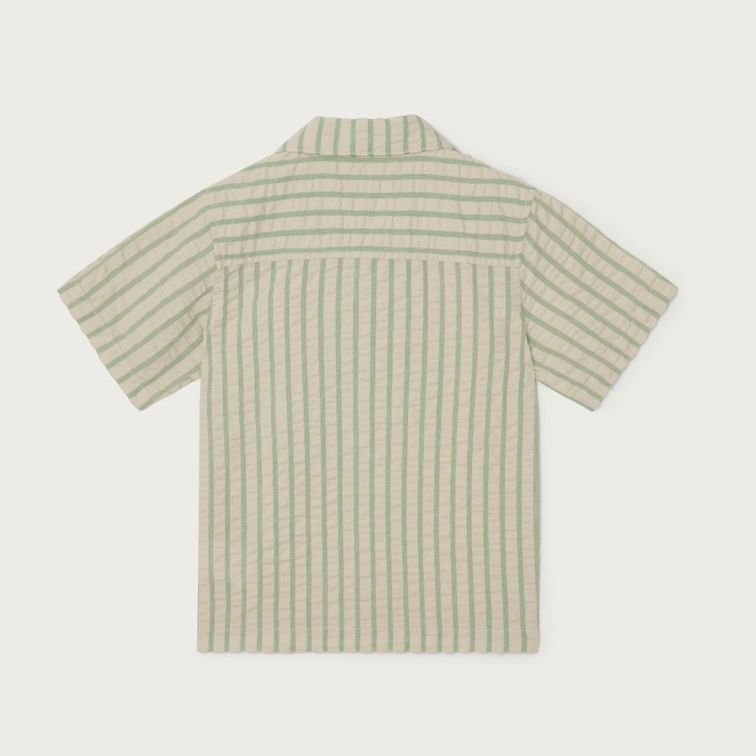 Garbo & Friends seersucker short-sleeved shirt stripe emerald