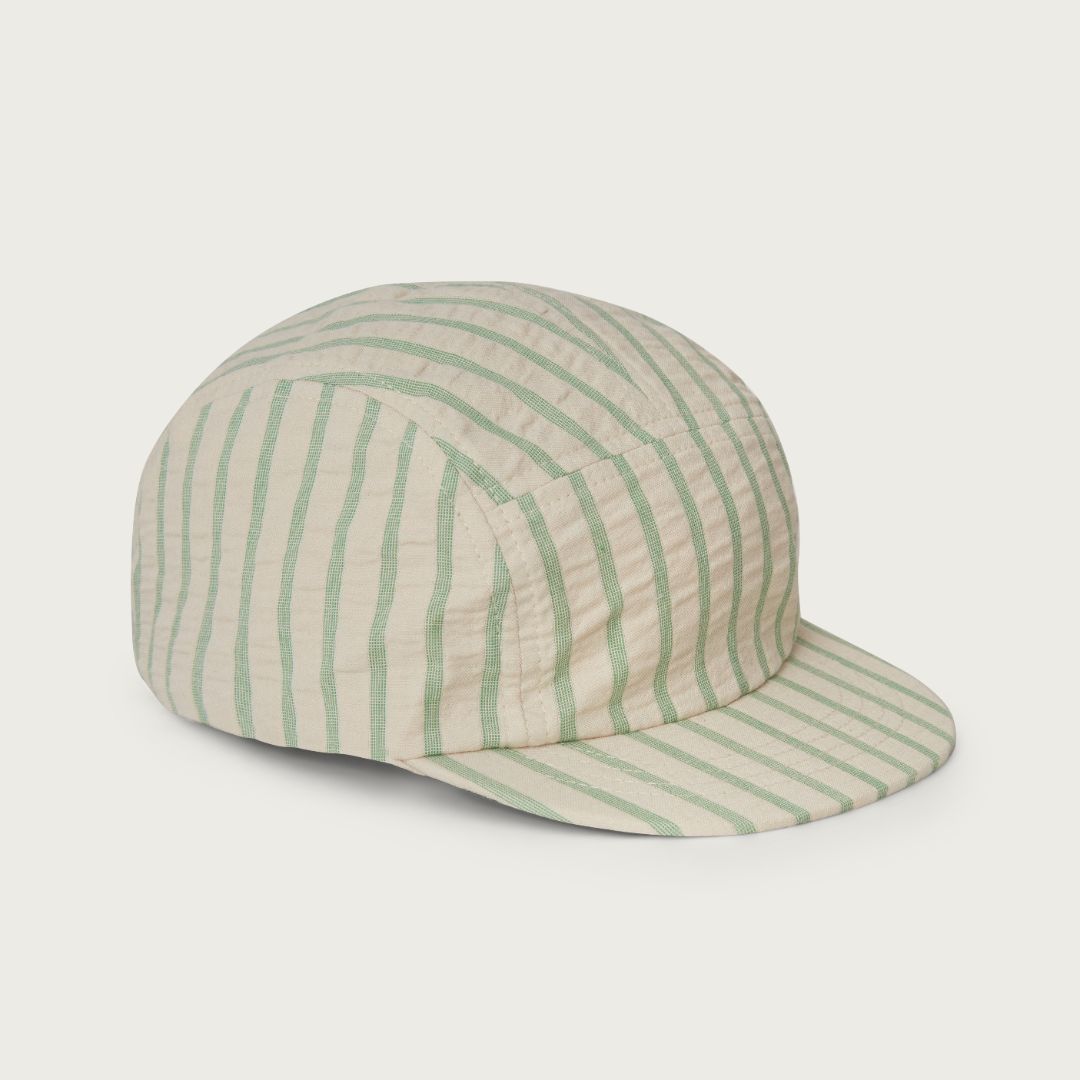 Garbo & Friends seersucker cap Emerald Stripe