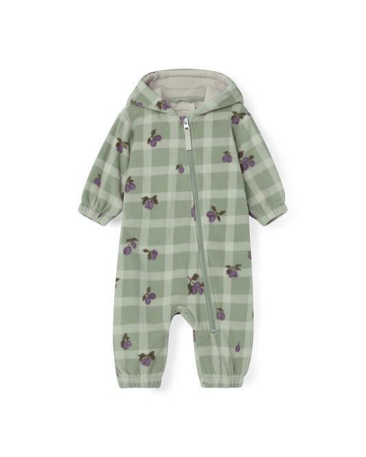 Garbo & Friends fleece onesie Prune check