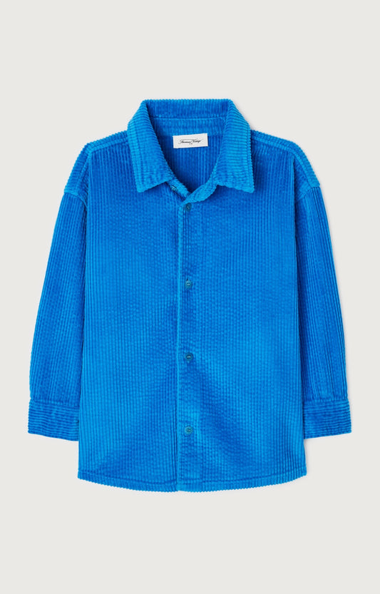 American Vintage velvetiniai mėlyni marškiniai Padow