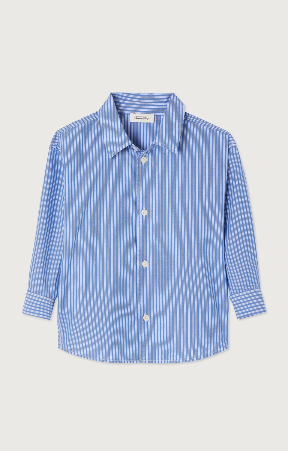 American Vintage shirt Zataby aqua stripes