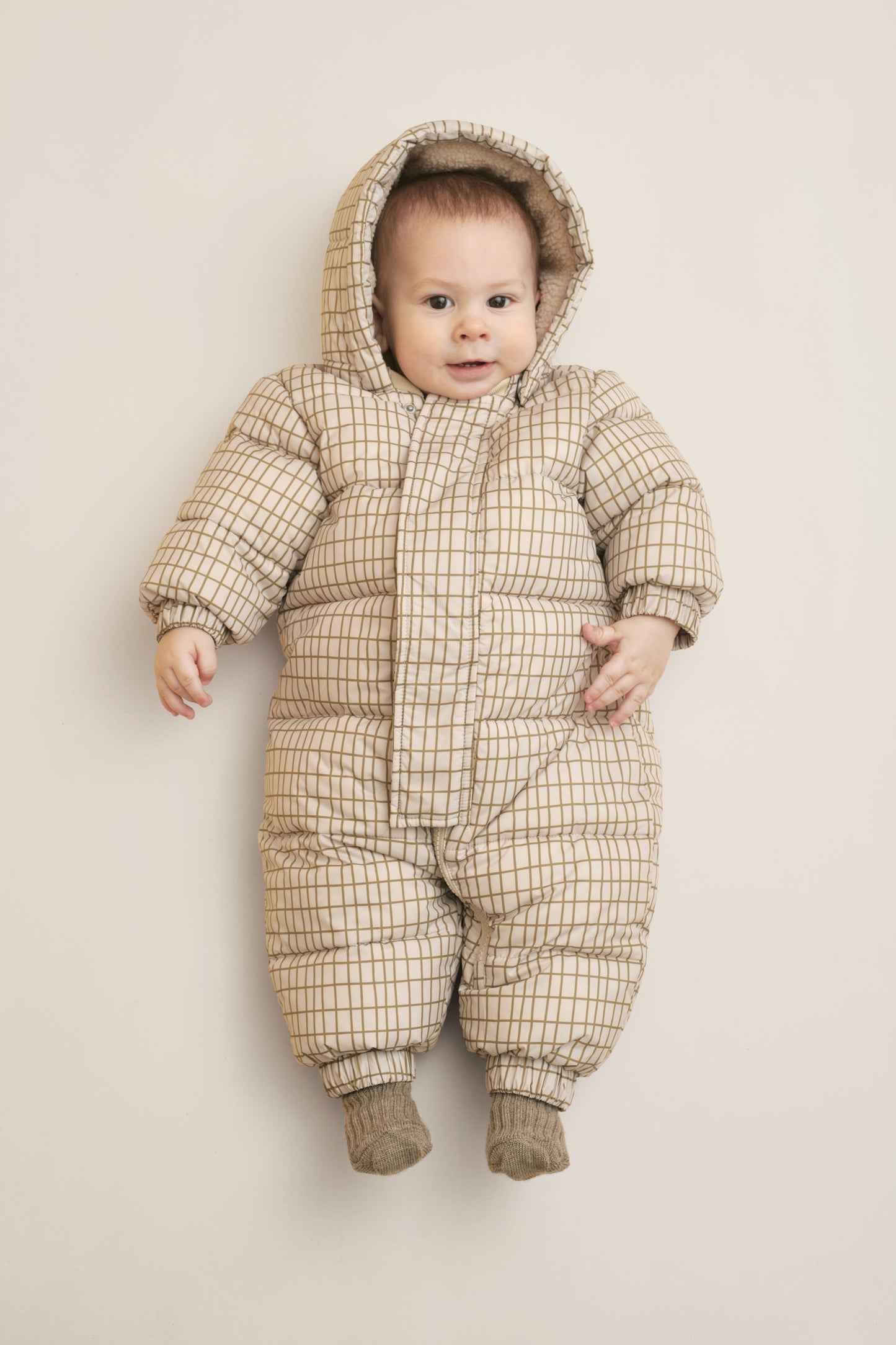 Garbo & Friends Checks olive winter baby overalls